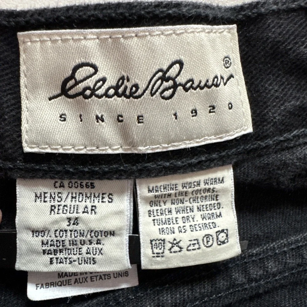 Vintage Eddie Bauer Jeans Mens Sz 34 (30x31) Black Relaxed Straight Workwear USA